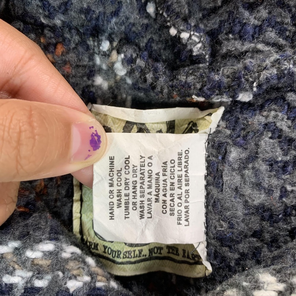 Baja Joe Hoodie Men LG Blue & Gray Striped Woven Pullover Baja Mexican Poncho - Picture 6 of 15